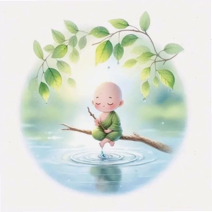 hình nền chú tiểu chibi chắp tay