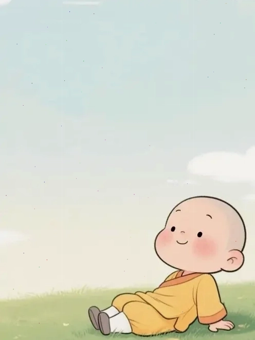 hình nền chú tiểu chibi đang bò