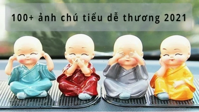 hình nền chú tiểu chibi dưới lá sen