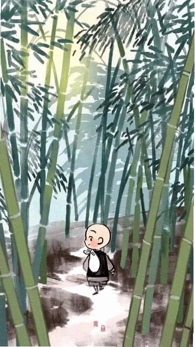 hình nền chú tiểu chibi ngồi thiền