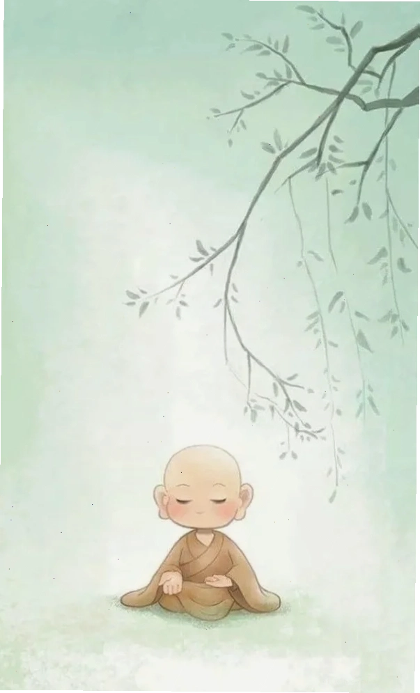 hình nền chú tiểu chibi ngồi thiền
