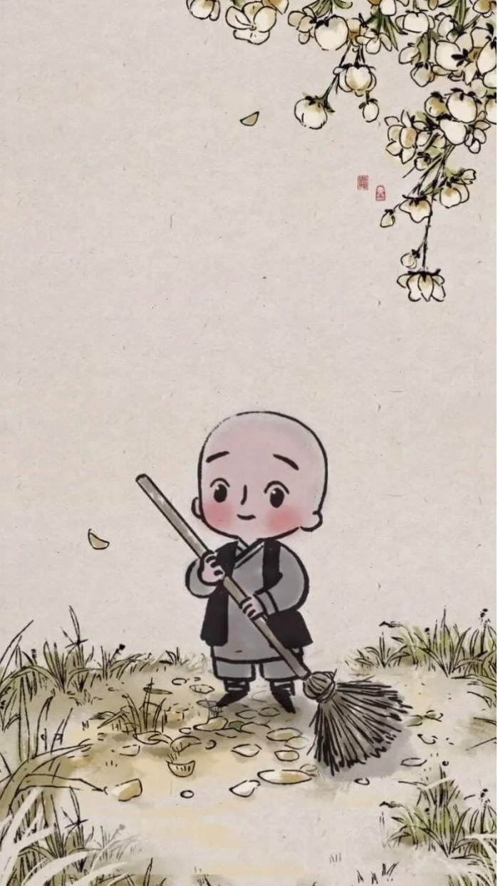 hình nền chú tiểu chibi với mèo nhỏ