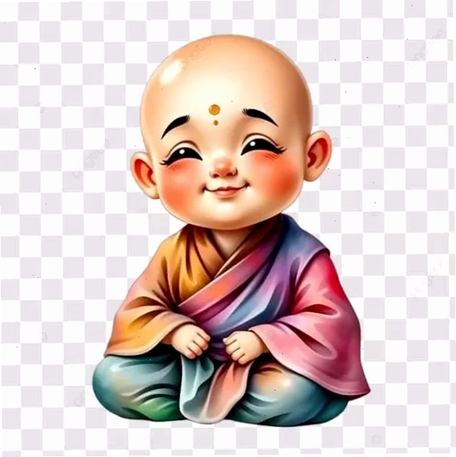 hình nền chú tiểu dễ thương trong rừng hoa