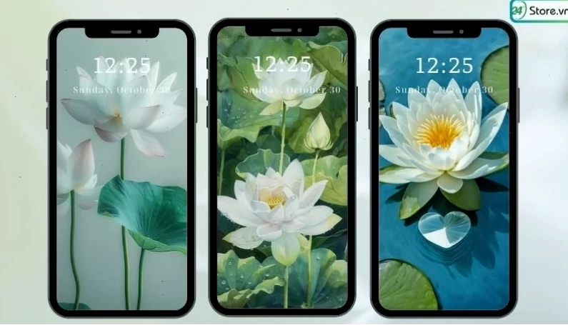hình nền điện thoại hoa sen cổ điển
