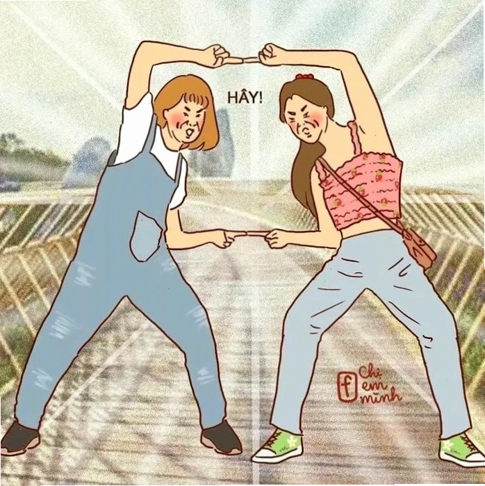 hình nền đôi bạn thân nữ hoàng hôn