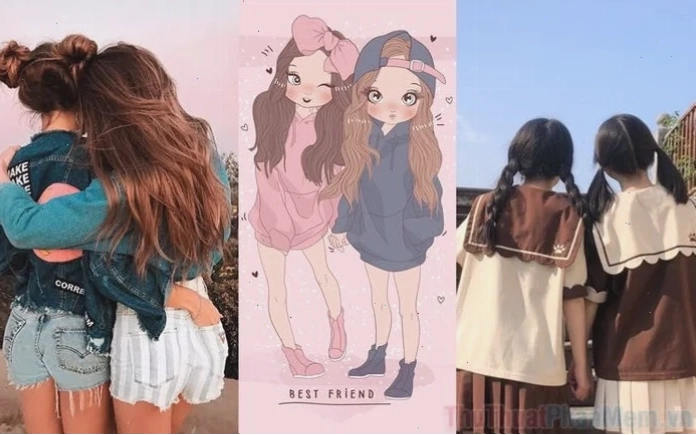 hình nền đôi bạn thân nữ vô tri