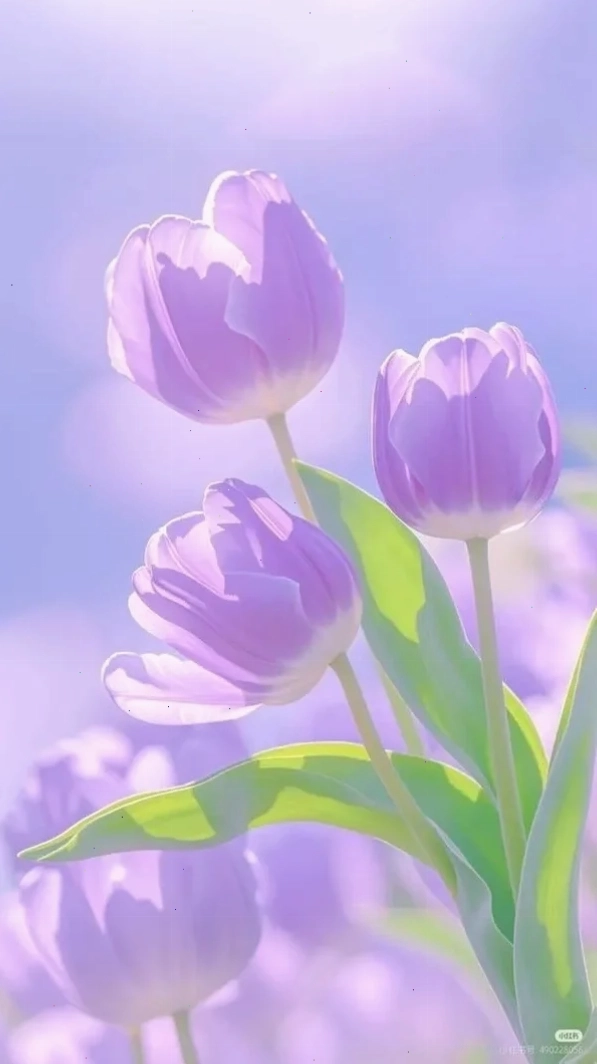 Hình nền hoa tulip chill xanh dương độc đáo và huyền ảo