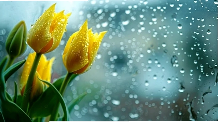 Hình nền hoa tulip với sương sớm trong lành