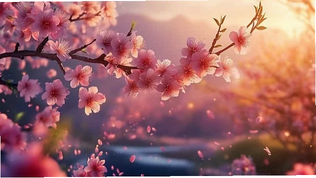 Con đường hoa anh đào hình nền máy tính hoa anh đào anime phong cách nhật bản