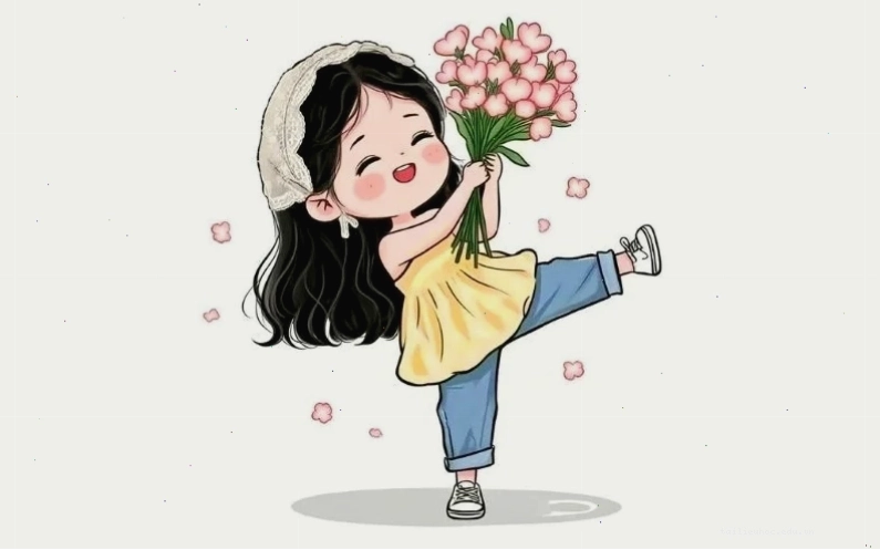 hình nền vẽ cô gái đọc sách