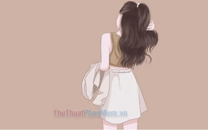 hình nền vẽ cô gái phong cách hiện đại