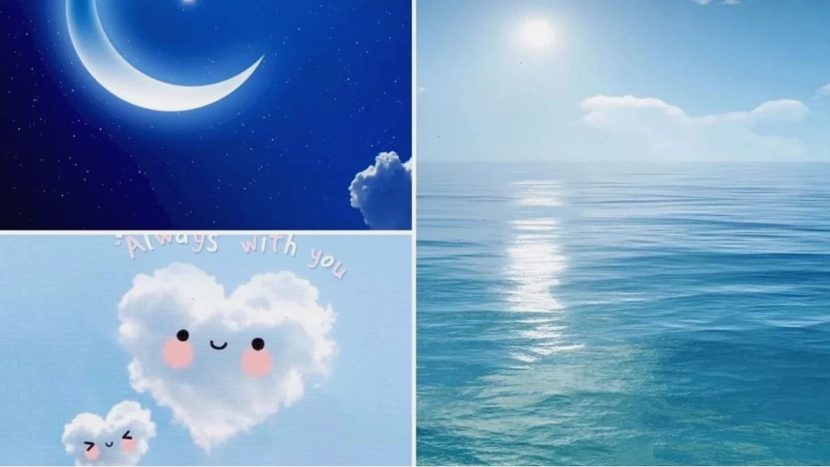 Họa tiết biển cute hình nền xanh nước biển với họa tiết cute