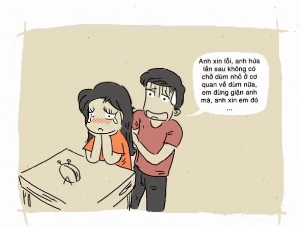 Hình nền xin lỗi với biểu cảm ngại ngùng đáng yêu