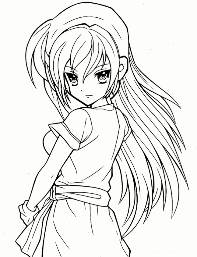 Anime cười Hình tô màu anime girl vui vẻ