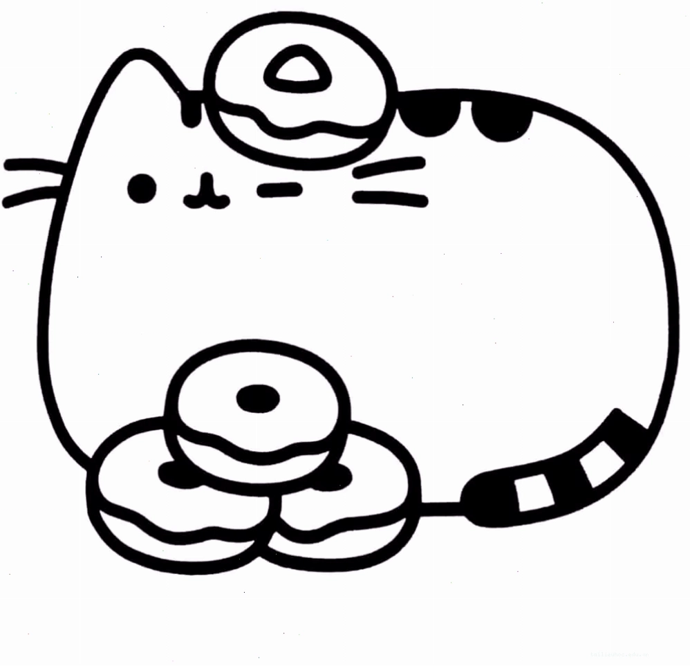 hình tô màu mèo pusheen cùng bóng bay