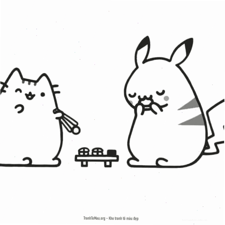 hình tô màu mèo pusheen nhảy múa
