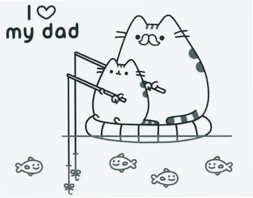 hình tô màu mèo pusheen trong mưa
