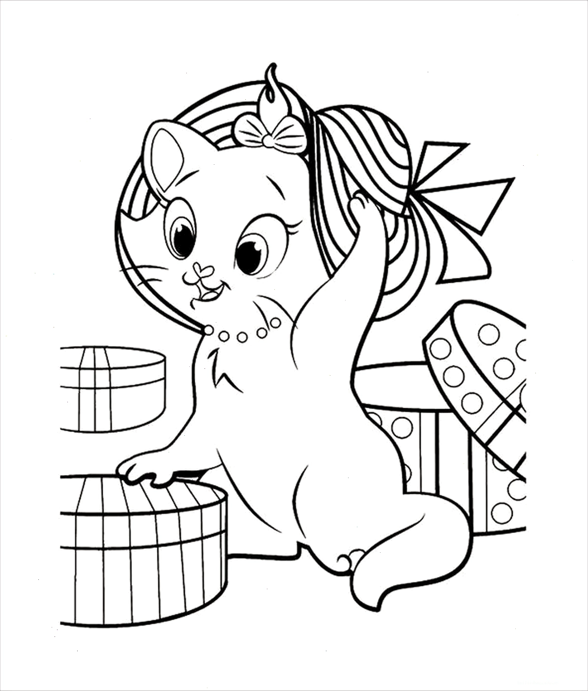 Hello Kitty vẽ hình vẽ con mèo cho bé tô màu kitty