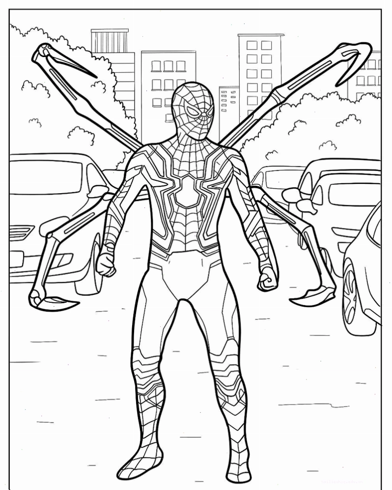 Dáng đứng anh hùng hình vẽ spider man đứng