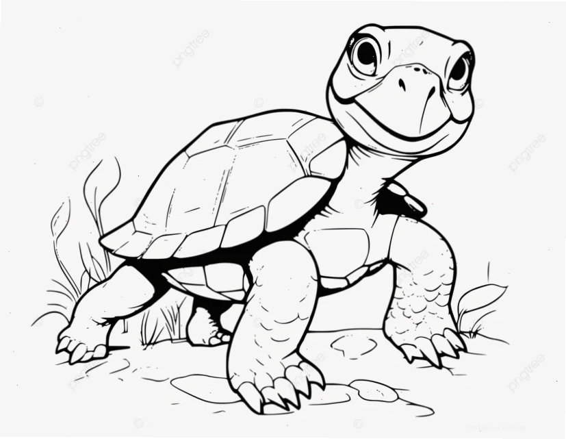 hình vẽ tô màu con rùa trên phiến đá