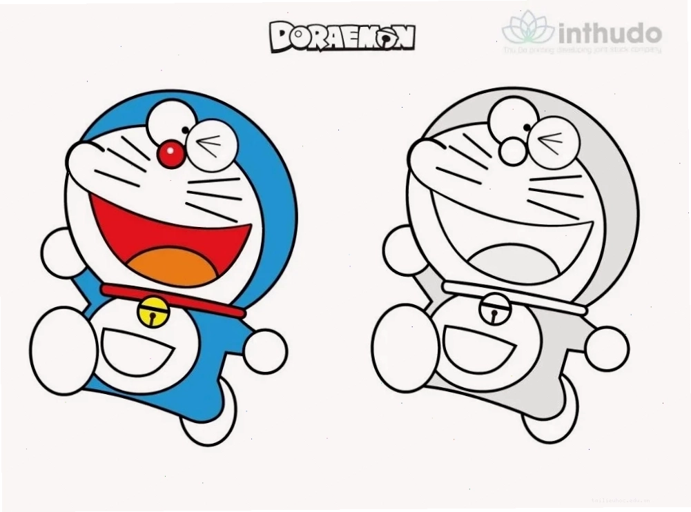 Doremon chơi đùa hình vẽ tô màu doraemon đang chơi