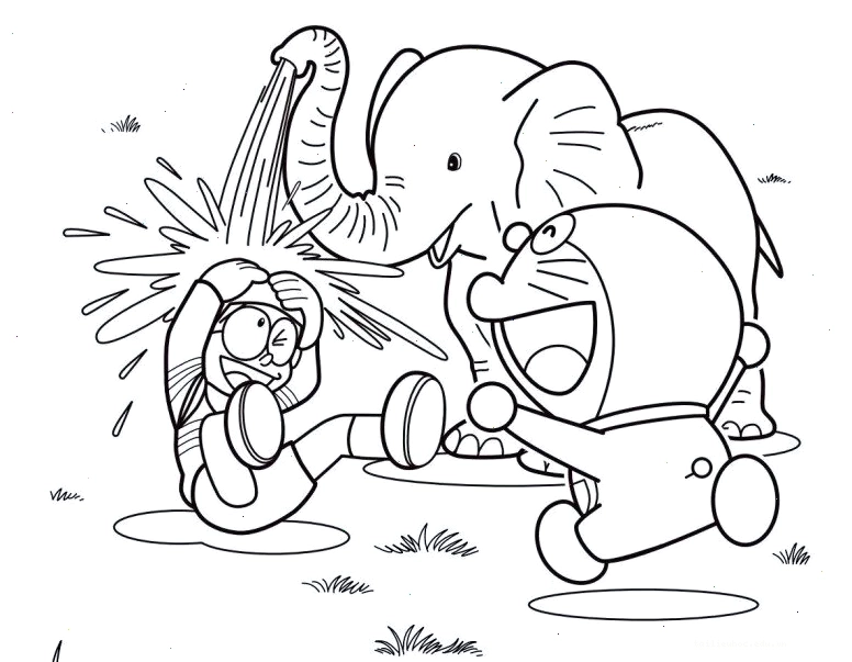 Doraemon chào hỏi hình vẽ tô màu doraemon giơ tay chào