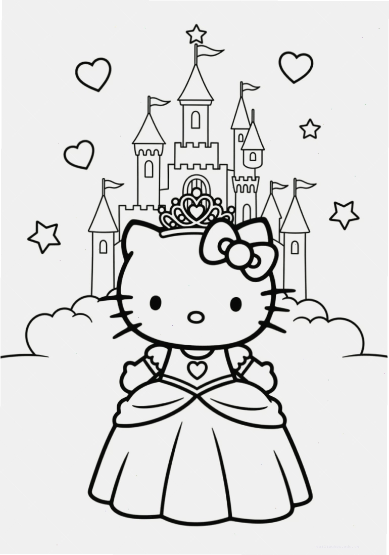 Kitty đi biển hình vẽ tô màu hello kitty đi biển