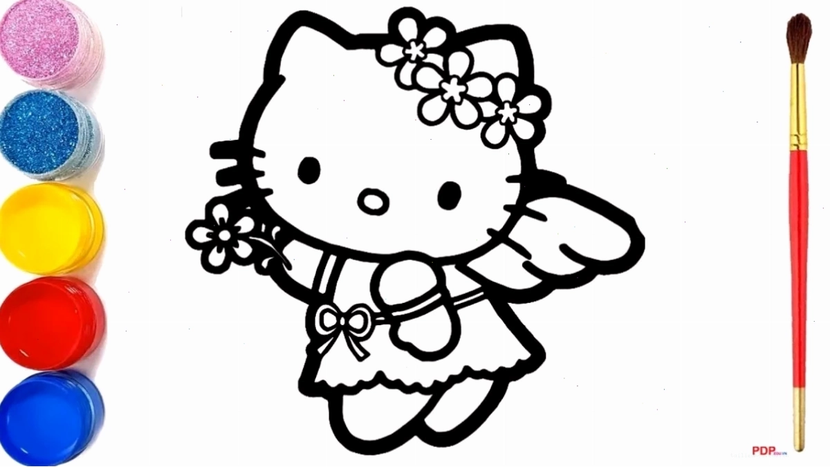 Kitty đi chơi hình vẽ tô màu hello kitty đi chơi