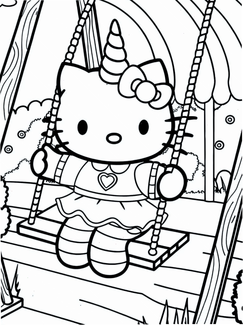 Kitty dạo phố hình vẽ tô màu hello kitty đi dạo