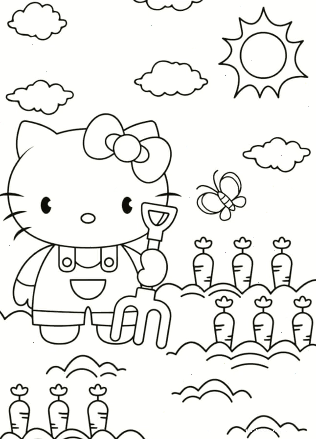 Kitty xe đạp hình vẽ tô màu hello kitty đi xe đạp