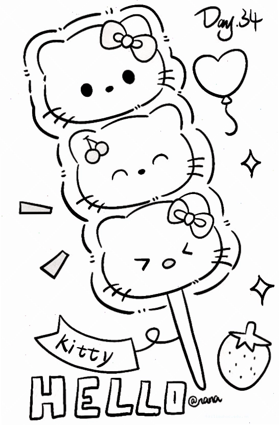 Kitty mùa đông hình vẽ tô màu hello kitty mùa đông