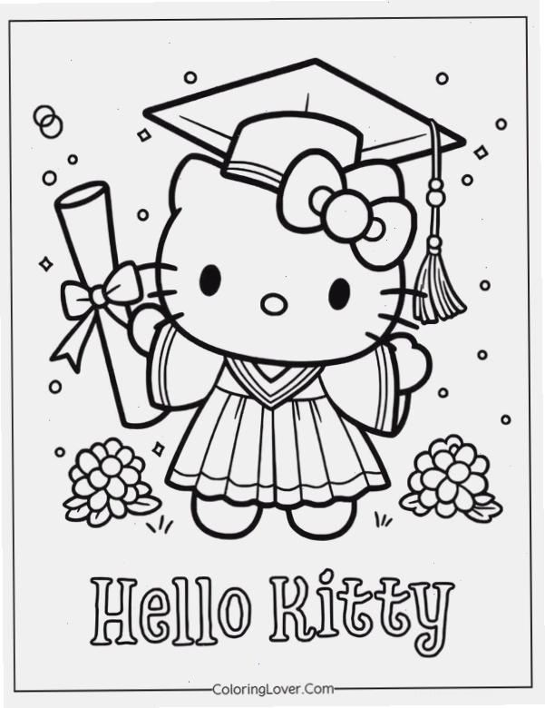 Kitty uống trà hình vẽ tô màu hello kitty uống trà