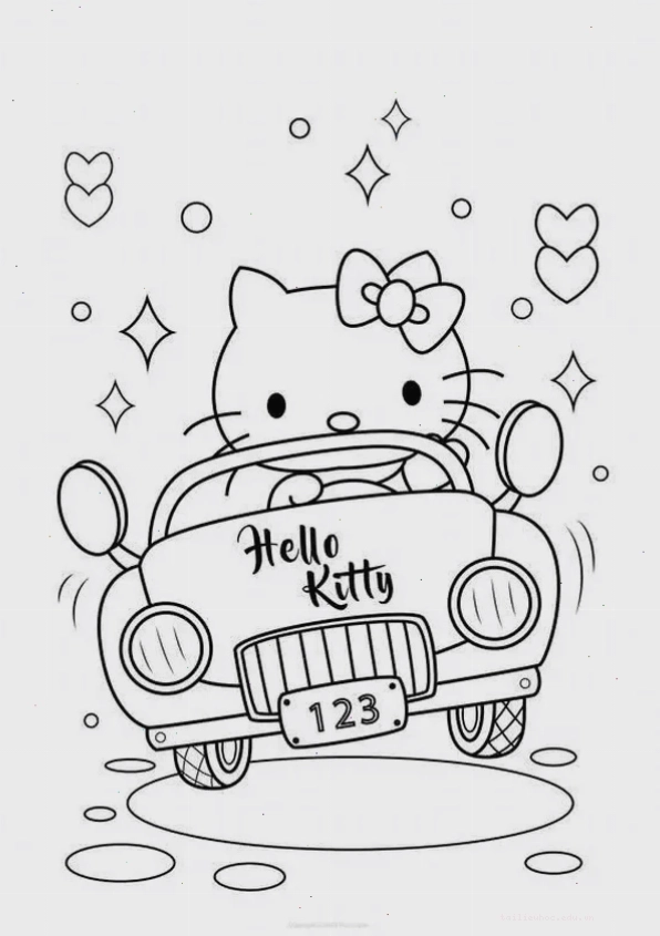 Kitty mèo con hình vẽ tô màu hello kitty và mèo con