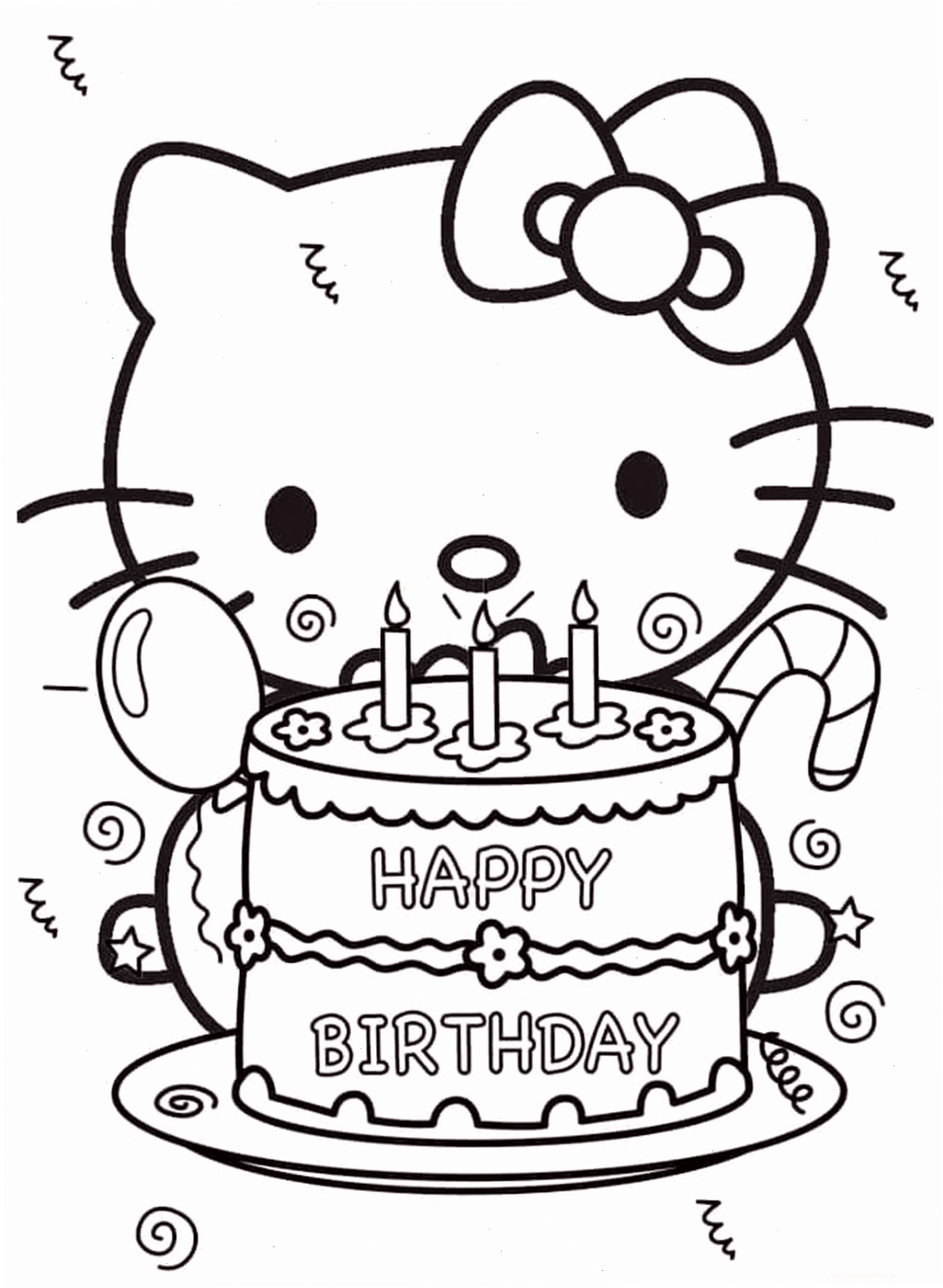 Kitty bóng bay hình vẽ tô màu hello kitty với bóng bay
