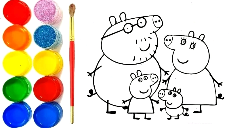 hình vẽ tô màu heo peppa cùng gia đình