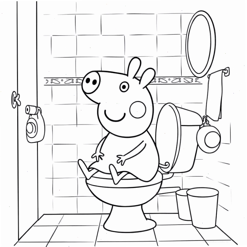 hình vẽ tô màu heo peppa đạp xe