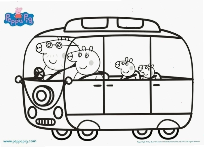 hình vẽ tô màu heo peppa đi học
