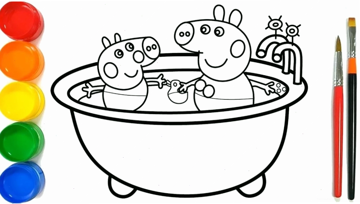 hình vẽ tô màu heo peppa đứng bên suzy