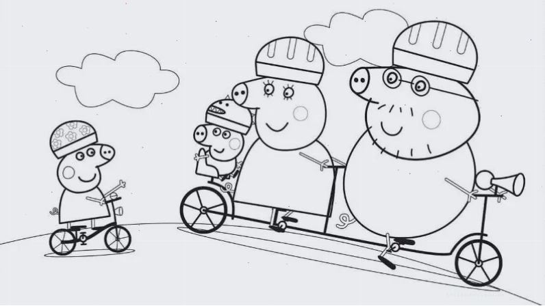 hình vẽ tô màu heo peppa ở nhà cây
