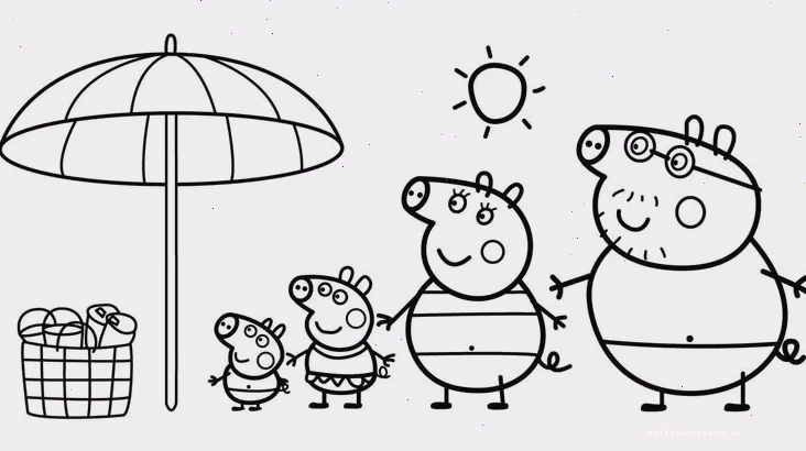 hình vẽ tô màu heo peppa và em george