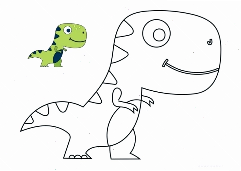 hình vẽ tô màu khủng long chú T-Rex vui nhộn