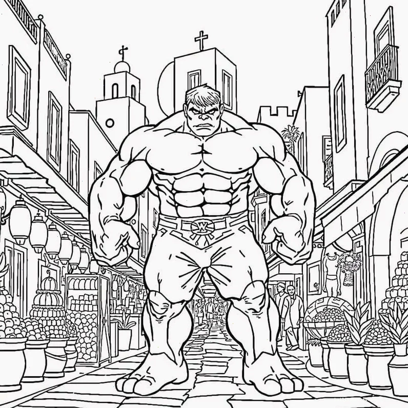 Hulk tranh tô màu người khổng lồ xanh chiến đấu