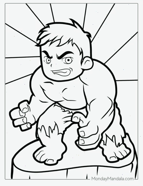 Hulk tranh tô màu người khổng lồ xanh đang giận dữ