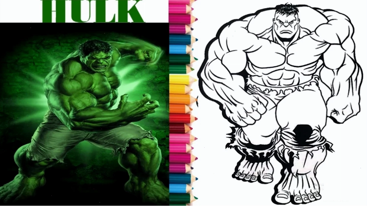 Hulk tranh tô màu người khổng lồ xanh mắt sáng