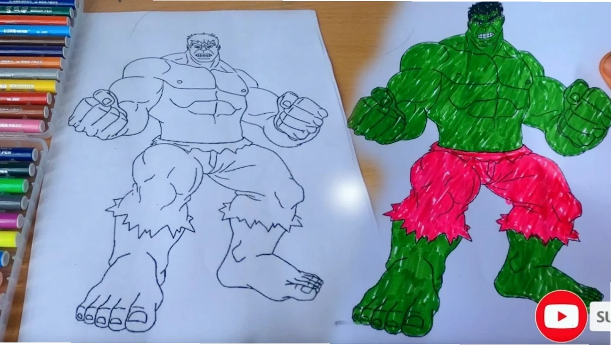 Hulk tranh tô màu người khổng lồ xanh nhảy
