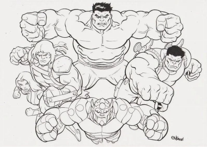 Hulk tranh tô màu người khổng lồ xanh tay bắn tơ