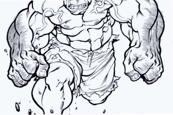 Hulk tranh tô màu người khổng lồ xanh tay đặt hông