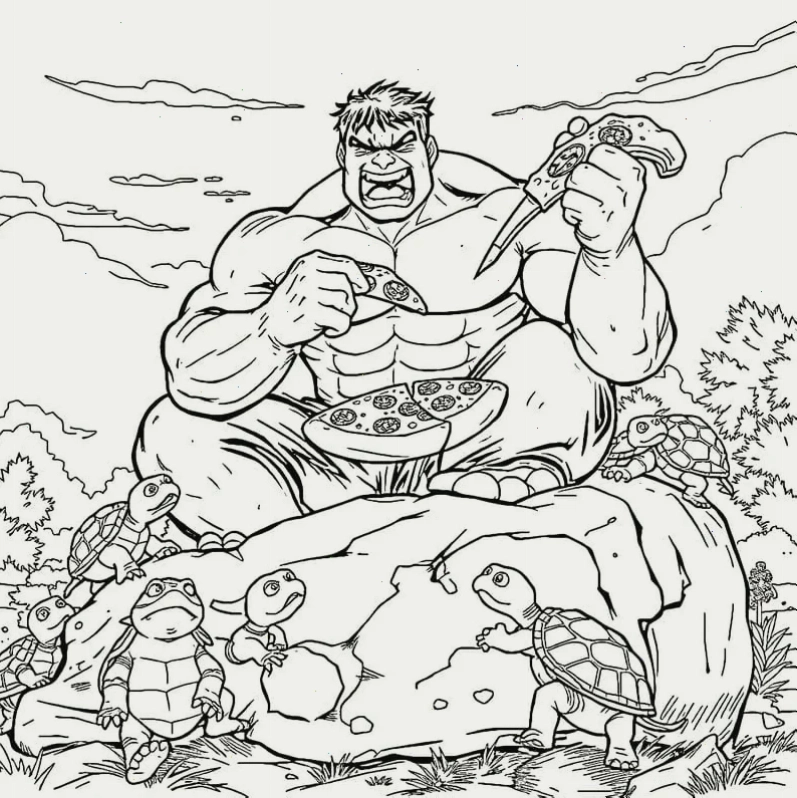 Hulk tranh tô màu người khổng lồ xanh thành phố
