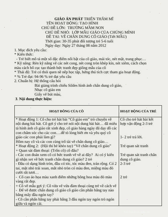 Cô làm mẫu Hướng dẫn vẽ mẫu