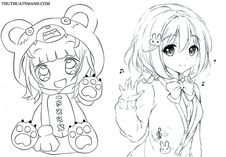 in hình anime chibi tô màu sắc nét
